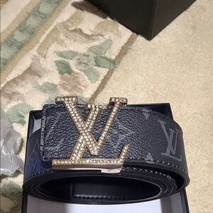 Navy Belt with Gold Crystal Logo 50/125